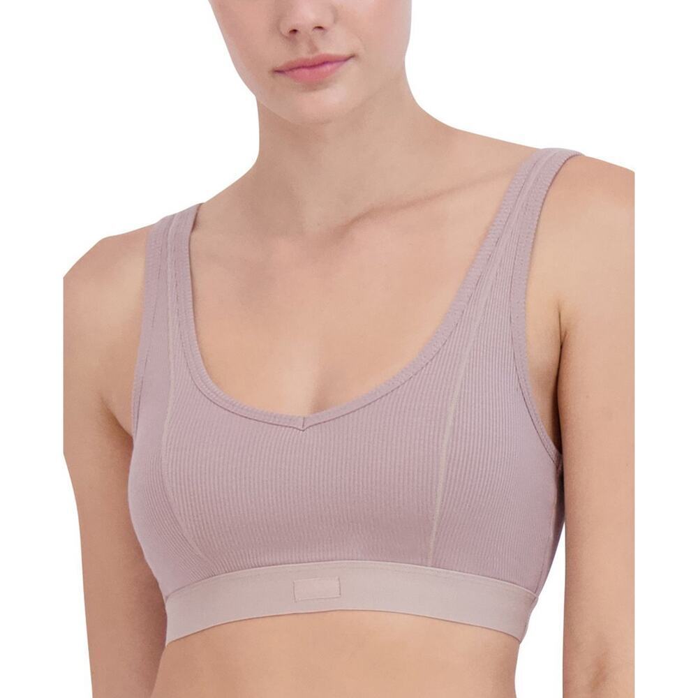 Steve Madden Ribbed Stretch Bralette Lounge PJ SM02151 Bark Mauve Size Large